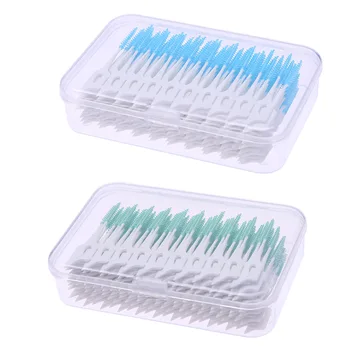1 Кутия за Преносим клечки за зъби за почистване на зъбите Хигиенична Конци за почистване на зъби