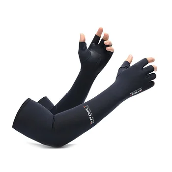 1 чифт ръкави от материи Ice за летни спортове, защита от ултравиолетови лъчи, бягане, колоездене, шофиране, ръкавици с дължина полпальца, защита на ръцете