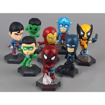 8 бр. 1 Комплект Отмъстителите Q Edition Капитан Америка, Супермен, Хълк Iron Man, Spider-Man PVC Фигурки са подбрани Модел Играчки