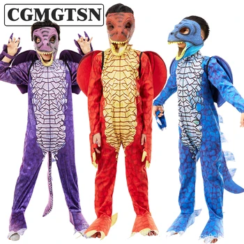 CGMGTSN/ детски костюми на динозаврите За момичета и момчета, гащеризон птерозавра, крила с маска, комплект за cosplay на Хелоуин, бебешки премяна