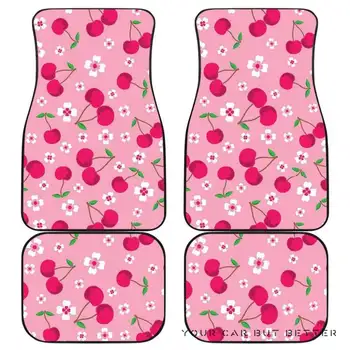 Cherry Bloem Patroon Roze Achtergrond Voor-en Achterkant Automatten 045109