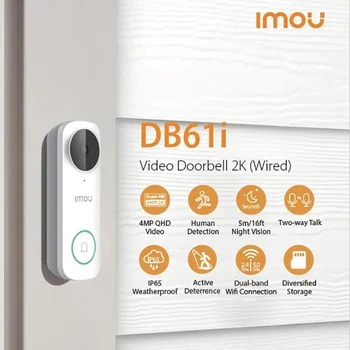 IMOU 2K 5G видео домофон DB61i Умен Дом Жичен Защита на Сигурността на Видео звънчева Камера за Нощно Виждане IP65 Защита От Атмосферни влияния