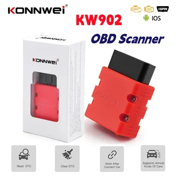 KONNWEI KW902 ELM327 V1.5 PIC18f25k80 OBD2 Скенер Bluetooth Версия 5.0 За Android/IOS OBD 2 Автоматичен Инструмент за диагностика на автомобила PK Vgate ICAR2