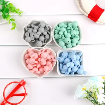 Kovict 30шт детски силиконови зърна, гердани от мъниста под формата на анимационни мишки, които не съдържат BPA, за производство на химикалки, гривни, ключодържатели.