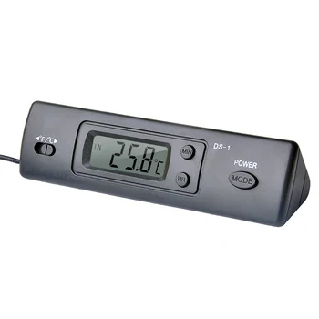 LCD часовник с автоматичен термометър, сензор контролер за температура C / F, вътрешен външен термостат с автоматичен сензор