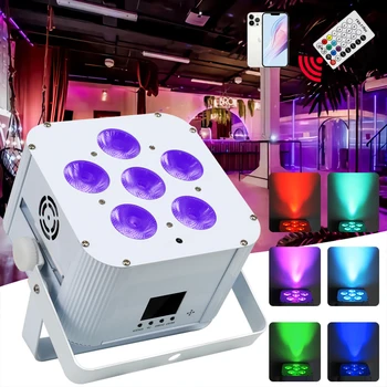 Stage LED Par Light RGBWA UV 6IN1 Battery Par Light С Wi-DMX512 И Дистанционно Управление Приложението WiFi За DJ Disco Party Wedding