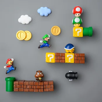 Super Mario Bros Аниме Набор от Стикери за Хладилник Luigi Mushroom Yoshi 3D Магнитни Бижута Етикети Фигурки Играчки, подаръци за деца