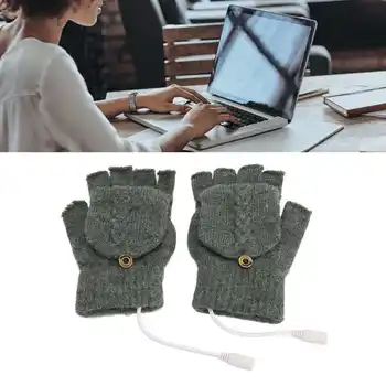 USB-топло, ръкавици с топъл, Двустранни електронни възли ръкавици без пръсти, сгъваеми, за мъже, дамски Зимни стягане