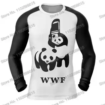 WWF, Борцовская панда, сърф, тениска за гмуркане, Обтягивающий бански със защита от акне с дълъг ръкав, Мъжки дрехи, за да сърфирате с защита от uv, плажен плаващ костюм