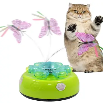 Автоматично играчки за котки, Интерактивни играчки за преследването на котки С порхающей пеперуда, електрически движещи се играчки за котки С подсветка от пера и