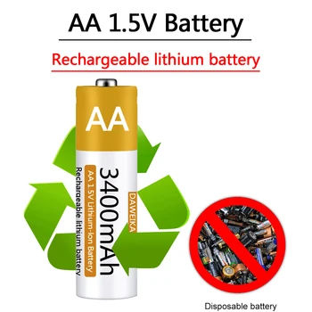 Батерия тип АА от 1,5 Литиево-йонна Акумулаторна Батерия тип AA 3400 mah Литиево-йонна Батерия тип АА за мишка с дистанционно управление на малък вентилатор Електрическа играчка