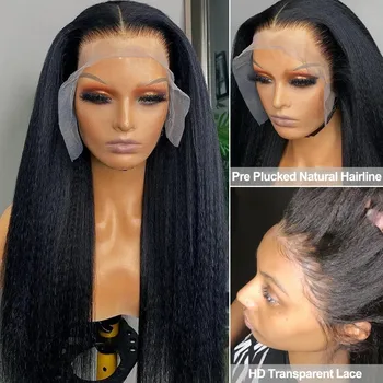 Бразилски извратени директен предния край на перука 13x6 HD Дантела пред перука Бесклеевые дантела перуки за жени Бразилски перуки, изработени от човешка коса за жени