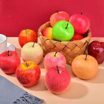 Висококачествена имитация плод ябълка пяна, фалшиви Червени ябълки, реквизит за снимки, украсата на дома на масата, за декорация на витрини плодов магазин, консумативи
