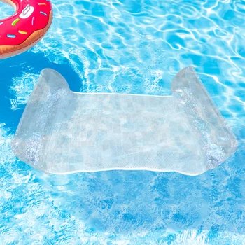Воден хамак с възможност за сгъване на облегалката, преносим надуваем плаващ дюшек за плуване, PVC, сгъваем, с пайети, играчка за парти край басейна за възрастни
