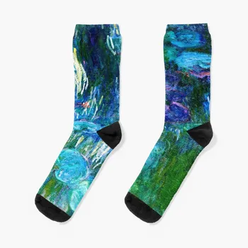 Водни лилии, Клод Моне, чорапи с художествен принтом, чорапи за голф с принтом За момичета, мъжки