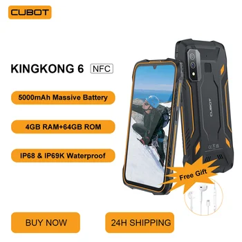 Водоустойчив издръжлив смартфон Cubot IP68 King Kong 6, NFC, 4 GB RAM + 64 GB ROM (128 GB разширена), 5000 mah, 4G с две SIM-карти, телефон Android