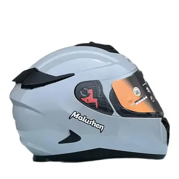 Възрастен каска с двойна козирка за цялото лице, каска унисекс Casco Capacete, на Оригиналния мотоциклет шлем цементно-сив цвят, с вътрешни сенника