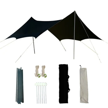 Външна сянка палатка с навес, водоустойчив палатка тип пеперуда в комплект от плат Оксфорд с колчета за палатки за къмпинг, пикник, на лагер сянка