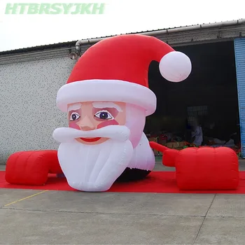 Гигантска Надуваема Коледна Главата на Дядо Коледа с Ръце Въздушен Удар Коледна Украса на Покрива на Сградата Събитие доброто карнавалния Парад Рекламира