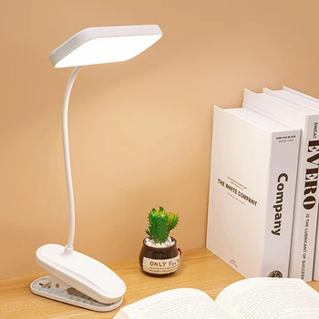 Гъвкава настолна лампа ZK50 със скоба, светодиодна настолна лампа с плавно затъмняване, акумулаторна нощни лека нощ за проучване, четене, работа в офис