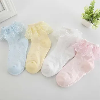 дантелени памучни чорапи за момичета, детски летни чорапи от фина мрежа, хлопчатобумажный кратък обувки за момичета, чорап, за детски партита, лятна плат