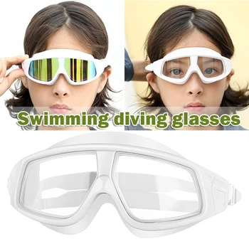 Детски очила за плуване, слънчеви очила за плуване за деца, момичета и момчета на възраст 6-15 години, защита от замъгляване, виолетови, калъф за носа, плуване