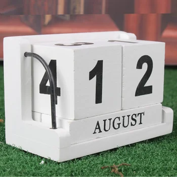 Дървена настолен календар Вечен календар ретро вечен календар Календар с посочване на месеца и датата на дървен вечен календар