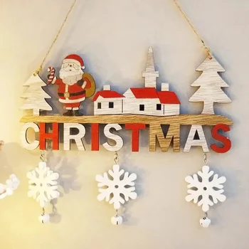 Дървени Коледни висящи висулки Джудже на Дядо Коледа Весела Коледна украса за дома Коледни декорации 2024 Коледни подаръци