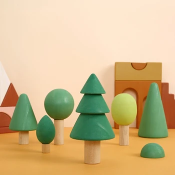 Естествена Имитация на Дърво-Дървени Играчки за Деца в Монтесори Играта Развитие на Играчката за Декорация на Детска Стая, Мебели за Работния Плот T84C