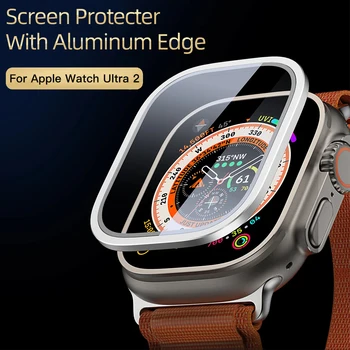 Защитно фолио за дисплея на Apple Watch Ultra 2 /Ultra 49 мм закалено стъкло 9H + защитно фолио от титанова сплав, в рамката на