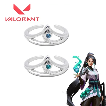 Игралното пръстен за cosplay Valorant Sage със зелени и сини кристали, Регулируеми Отвори Пръстени за двойката, украса за влюбени, Аксесоари за подпори.