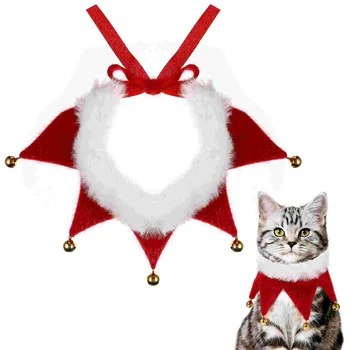 Коледен шал за домашни любимци с декорации във формата на камбани, модни кърпа, Празничен маточната кърпичка за домашни любимци в стил Дядо Коледа, аксесоар за празничния костюм (размер M)