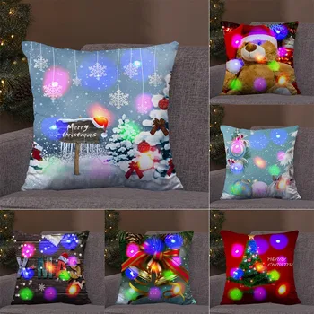 Коледна серия с led подсветка Декоративни калъфки за възглавници Домашна мека мебел възглавница 