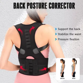 Корсет за гръдния кош, коректор на стойката на тялото, 1БР - Магнитна подкрепа за облекчаване на болки в раменете и гърба-Напълно регулируема презрамка - Унисекс