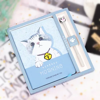 Креативен Сладък Cartoony-Малката Котка В твърди корици, Определени за ежедневника, Дневник с дръжка, Ученически пособия, подарък за студентки и момичета