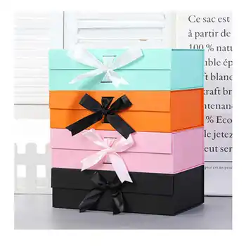Кутия за опаковане на козметични 12,2x10,6x3,5 Инча, однотонная сгъваема подарък кутия с капак и поставяне на лента за парфюми a