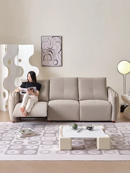 Лека луксозна всекидневна малък апартамент с електрически мулти-италиански минималистичен пряк диван от естествена телешка кожа