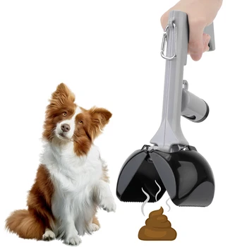 Лъжичка за кучешки какашек, гребло за събиране на какашек, портативен пречиствател за домашни любимци във формата на пистолет и 1 Roll пакет от първа необходимост за начин на отглеждане на кучето