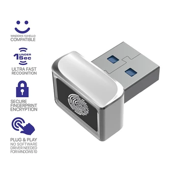 Материал от сплав с USB Модул, четец за пръстови отпечатъци Устройство за Windows 10 Hello 11 Биометрични ключ за безопасност