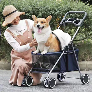 Минималистичные колички за домашни любимци в европейски стил, лесно сгъваема количка за кучета и котки, модерни домашни принадлежности за разходка, преносими зоотовары