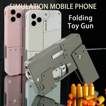 Модел мобилен телефон от Куршум, Обстрелваща от складного пистолет Играчка за спорт на открито, Гумен пистолет с 2 от Детски подарък, Аксесоари за партита