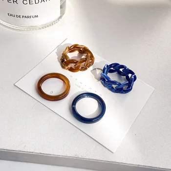 Модерен пръстен-верига желеобразного цвят, интересен дизайн, лесно индивидуално пръстен от смола на акрилна основа