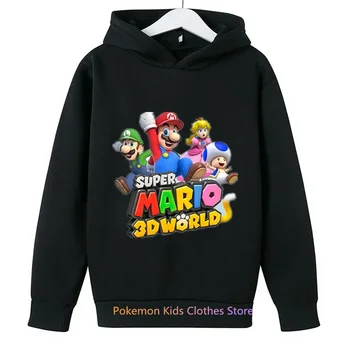Модни Гореща Игра Super Mario Bros Качулки Детска Hoody С дълъг Ръкав Дрехи за Тийнейджъри, Момичета И Момчета от 3 до 12 години, Детски Пуловер