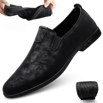 Мъжки модел Обувки, Висококачествени Кожени Лоферы, Официалната Бизнес Обувки Без закопчалка, Мъжки Дишащи Обувки, Мъжки Ежедневни Обувки За шофиране