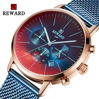Мъжки часовник VIP Special Colorful Glass REWARD Sport Chronograph Creative Луксозни водоустойчив мъжки часовник Wist Male saati