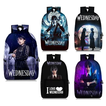 Наплечная чанта Wednesday Addams Wednesday, раница за ученици за начално и средно училище, голям капацитет