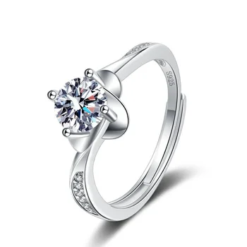 Нов пръстен с морсонитом D-COLOR bud 1 карата, висококачествено пръстен от сребро Seiko S925 проба