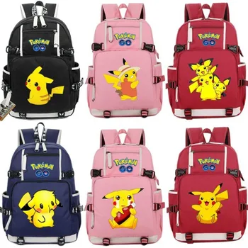 Нова раница Pikachu Pokémon, аниме-периферия, мъжки и дамски училищна чанта за ученици от прогимназия, чанта за компютър