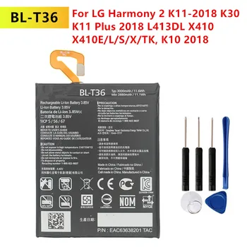 Оригинална батерия BL-T36 3000 mah за LG Harmony 2 K11-2018 K30 K11 Plus 2018, L413DL X410 X410E/L/S/X/TK K10 2018 Батерии + Инструменти