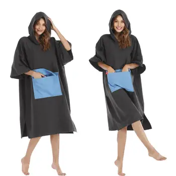 Плажна пончо за сърфиране от микрофибър с качулка, водопоглощающий быстросохнущий дреха (халат за смяна неопрен / кърпа) - избор на цвят